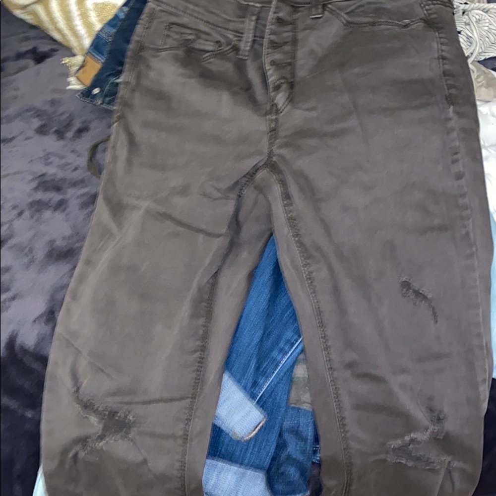 High waisted green jeans